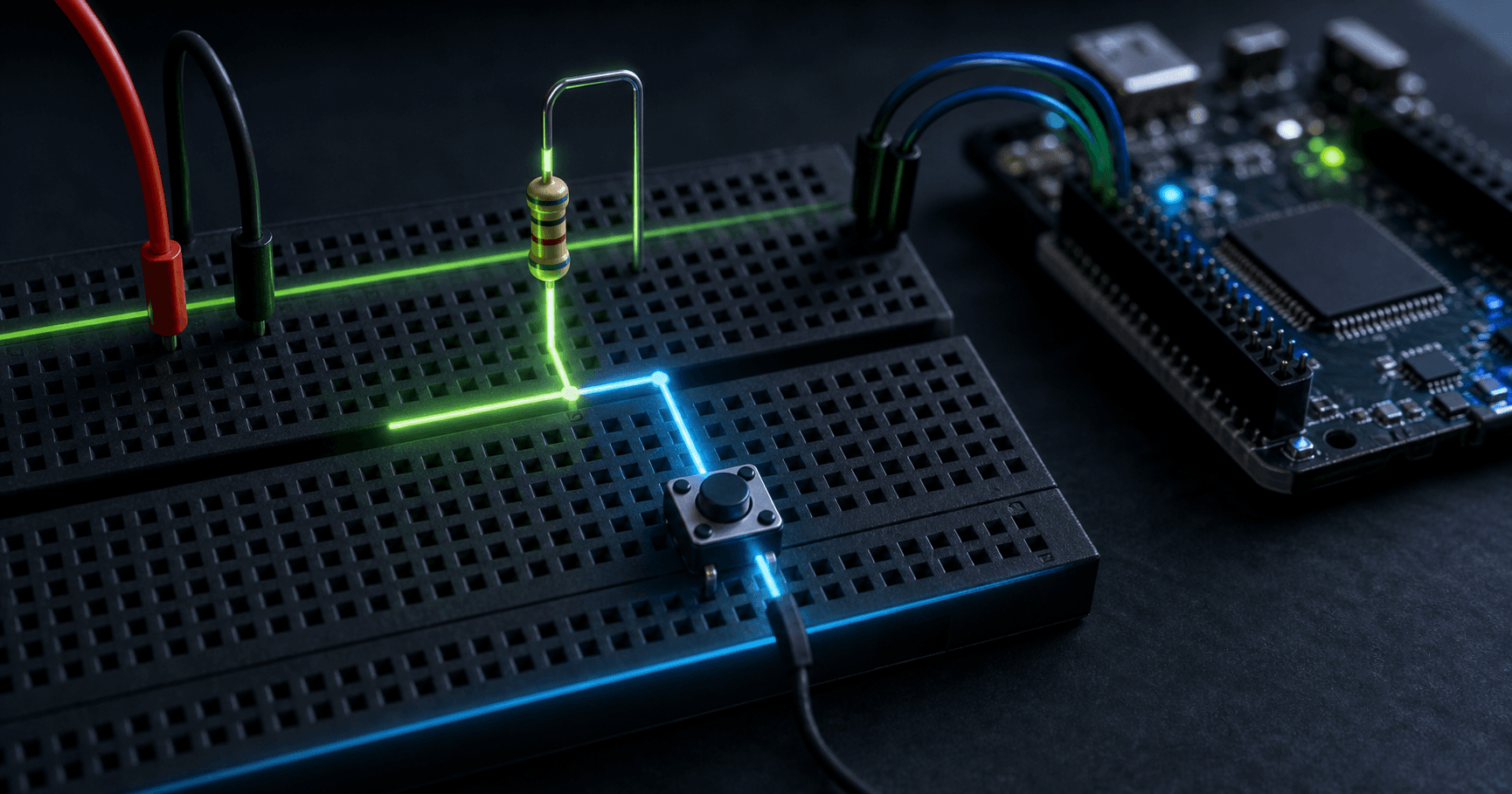 How Pull-Up Resistors Work annotated technical diagram
