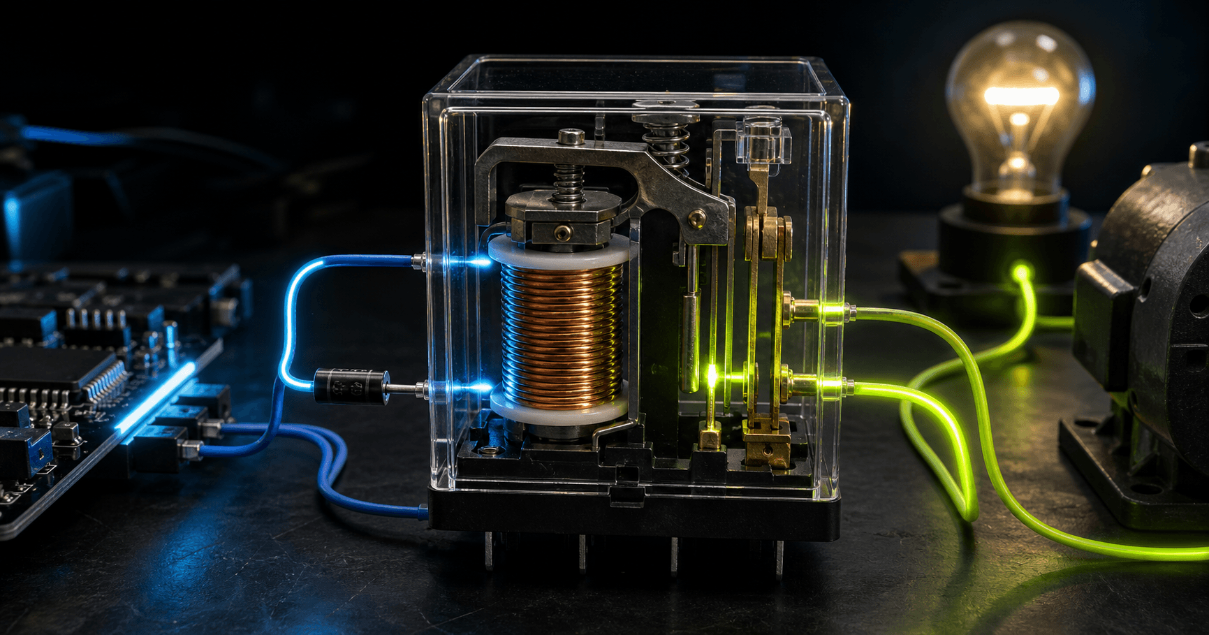 How Relays Work annotated technical diagram