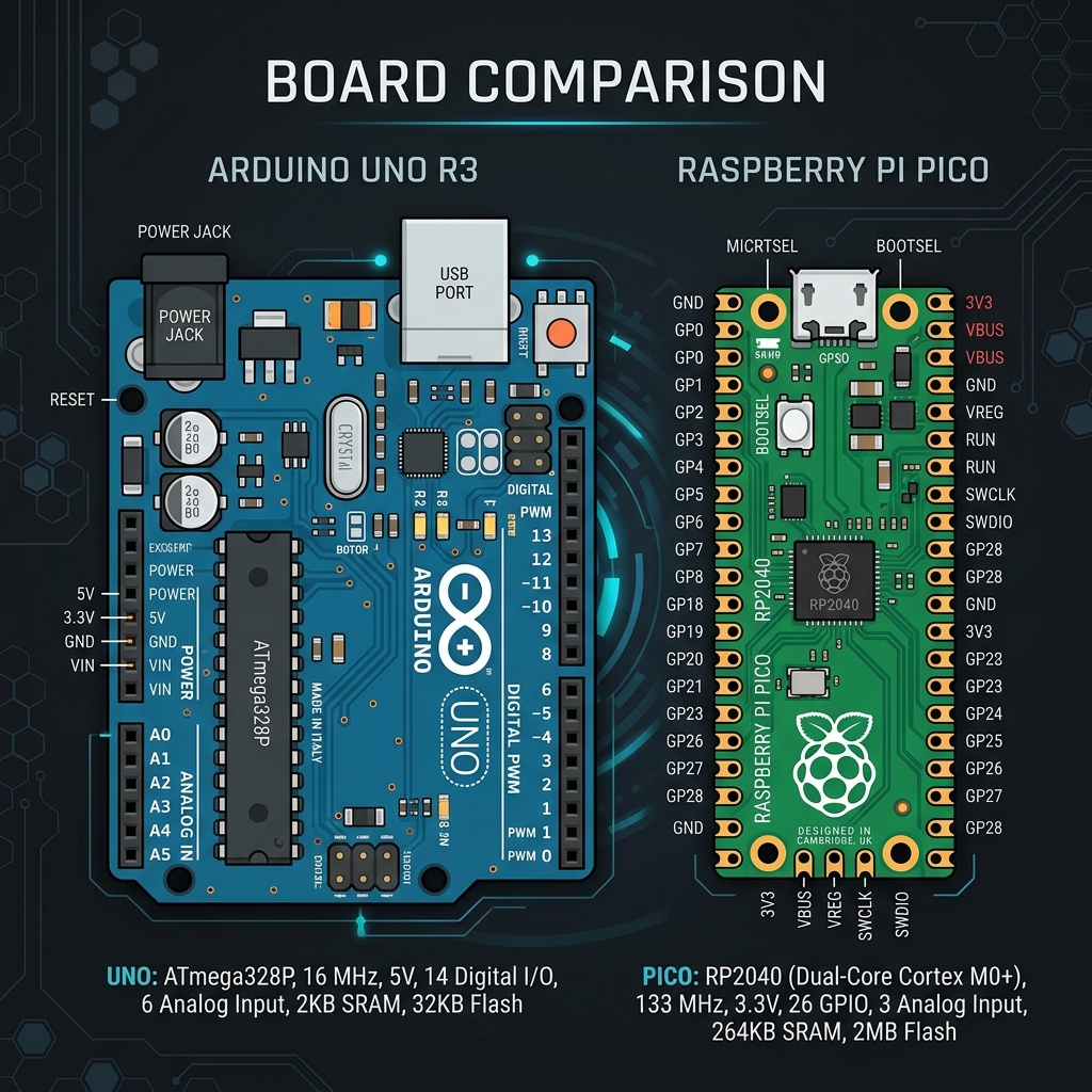Arduino Uno vs Raspberry Pi Pico: Which MCU Should You Choose?